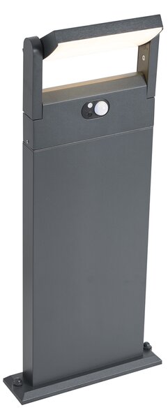 Venkovní sloupkové svítidlo tmavě šedé s pohybovým senzorem 60cm IP54 solární - Judge