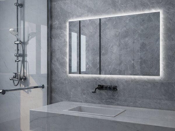 Zrcadlový infrapanel s LED osvětlením MIRROR 320W | Výhřevnost 6 m2 | 60x60 cm | WiFi termostat | Dálkový ovladač | Zrcadlo na šířku