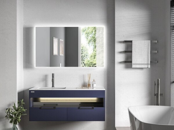 Zrcadlový infrapanel s LED osvětlením MIRROR 450W | Výhřevnost 8 m2 | 80x60 cm | WiFi termostat | Dálkový ovladač | Zrcadlo na šířku