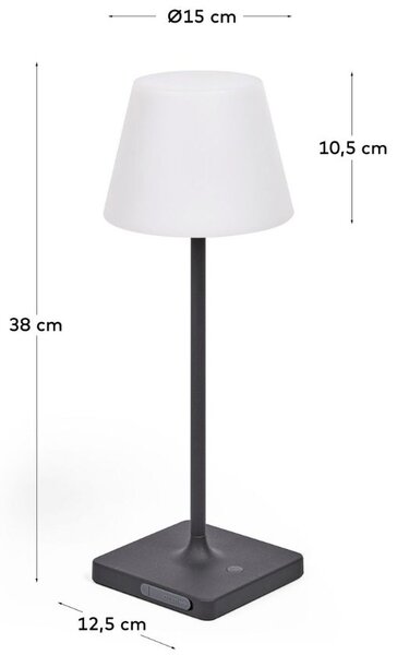 Černobílá plastová zahradní stolní LED lampa Kave Home Aluney