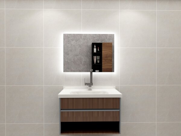 Zrcadlový infrapanel s LED osvětlením MIRROR 320W | Výhřevnost 6 m2 | 60x60 cm | WiFi termostat | Dálkový ovladač | Zrcadlo na šířku