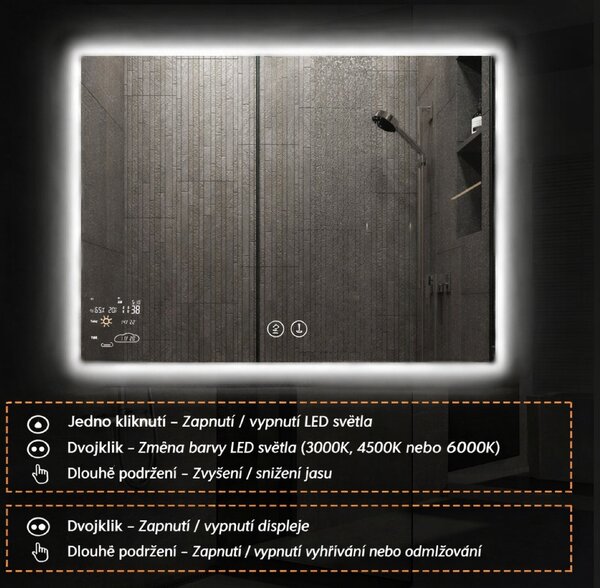 Chytré infrazrcadlo SMART MIRROR 250W | Výhřevnost 4,5 m2 | 60x80 cm | WiFi termostat | Dálkové ovládání | LED světlo | Zrcadlo na výšku