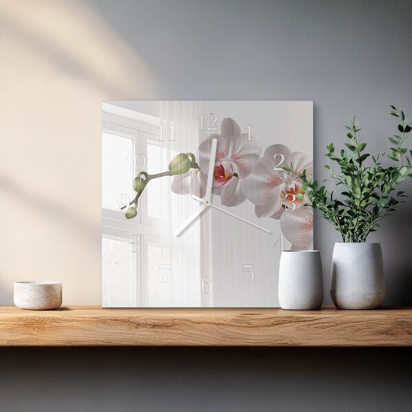 Skleněné hodiny Orchidej zskb-30x30-00083950