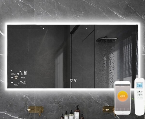 Chytré infrazrcadlo SMART MIRROR 250W | Výhřevnost 4,5 m2 | 80x60 cm | WiFi termostat | Dálkové ovládání | LED světlo | Zrcadlo na šířku