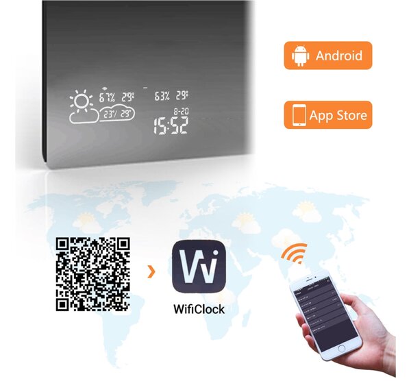 Chytré infrazrcadlo SMART MIRROR 250W | Výhřevnost 4,5 m2 | 60x80 cm | WiFi termostat | Dálkové ovládání | LED světlo | Zrcadlo na výšku