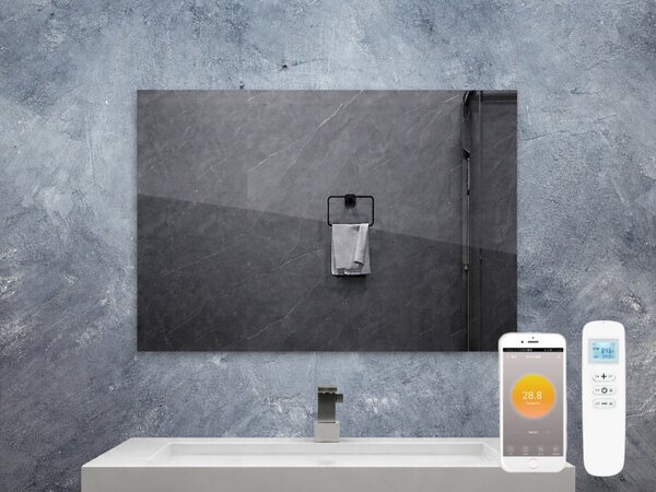 Zrcadlový infrapanel MIRROR 450W | Výhřevnost 8 m2 | 80x60 cm | WiFi termostat | Dálkový ovladač | Zrcadlo na šířku
