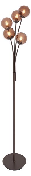 Designová stojací lampa bronzová s bronzovým sklem 5-světel - Atény