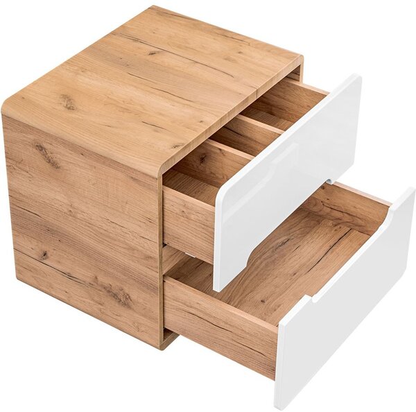 Comad Aruba White skříňka s deskou 60x46x53 cm pod umyvadlo závěsná bílá-dub ARUBAWHITE828-UN-60CMFSC
