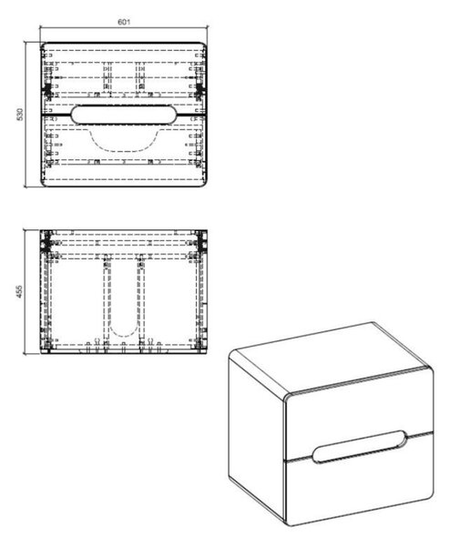 Comad Aruba White skříňka s deskou 60x46x53 cm pod umyvadlo závěsná bílá-dub ARUBAWHITE828-UN-60CMFSC