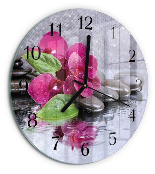 Skleněné nástěnné hodiny Orchidej zsoc-fi30-00178582
