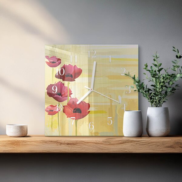 Skleněné hodiny Vlčí máky zskb-30x30-00079911