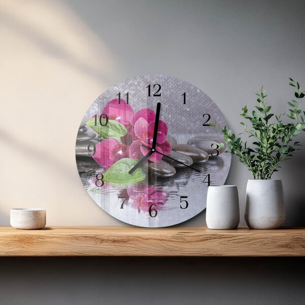 Skleněné nástěnné hodiny Orchidej zsoc-fi30-00178582