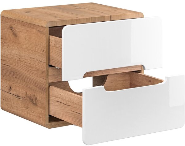 Comad Aruba White skříňka s deskou 60x46x53 cm pod umyvadlo závěsná bílá-dub ARUBAWHITE828-UN-60CMFSC