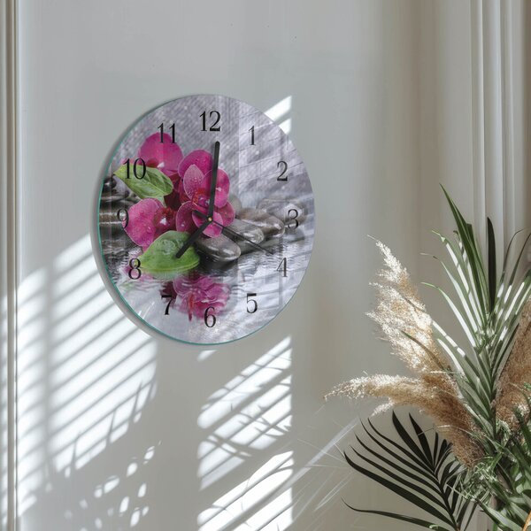 Skleněné nástěnné hodiny Orchidej zsoc-fi30-00178582