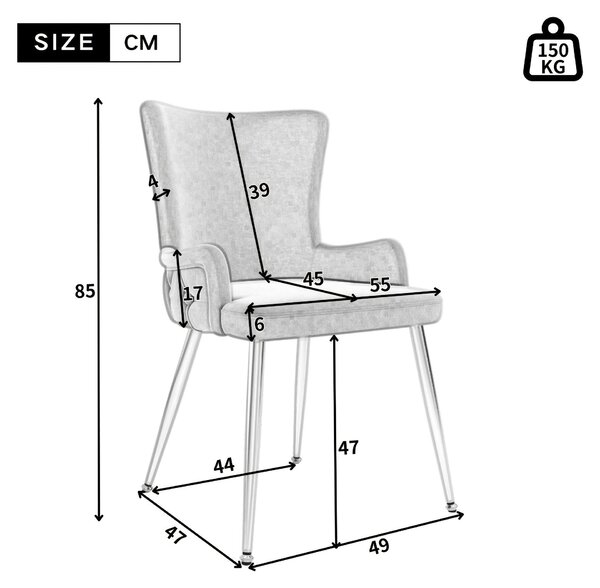 Jídelní židle - Židle - Designová židle - Židle s područkami - židle - Sada 2 kusů, barva béžová - Pohodlné čalounění