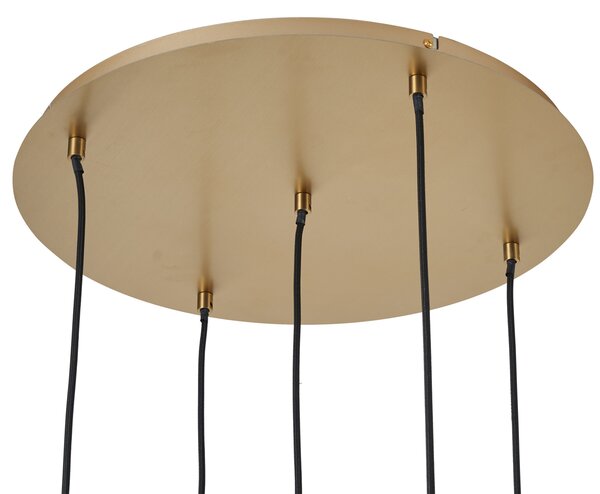 Závěsné svítidlo Art Deco zlaté s opálovým sklem 5-světelné - Yani