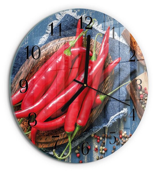 Skleněné nástěnné hodiny Chilli paprička zsoc-fi30-00177095