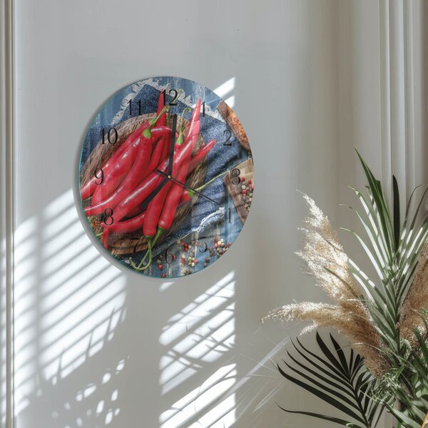 Skleněné nástěnné hodiny Chilli paprička zsoc-fi30-00177095
