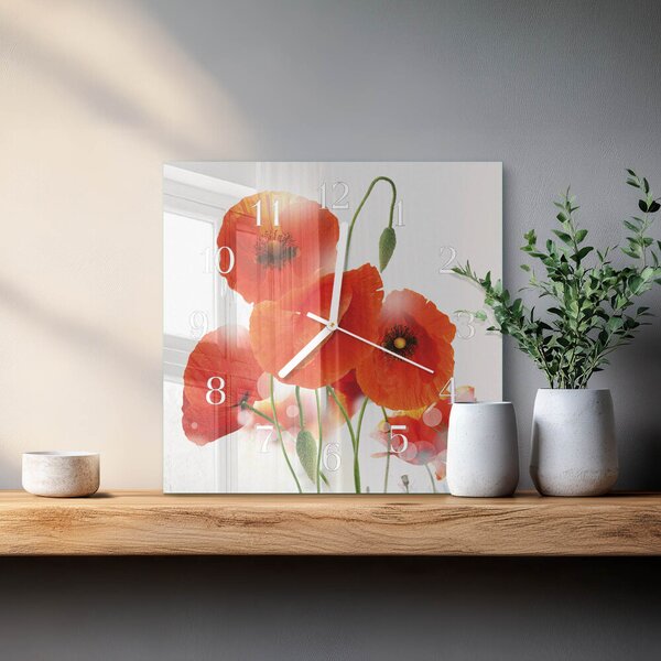 Skleněné hodiny Vlčí máky zskb-30x30-00085992