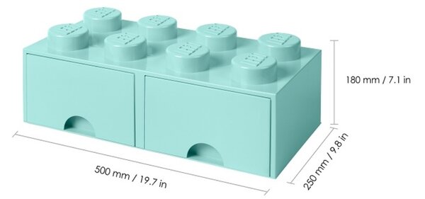 Tyrkysový úložný box LEGO® Storage 25 x 50 cm