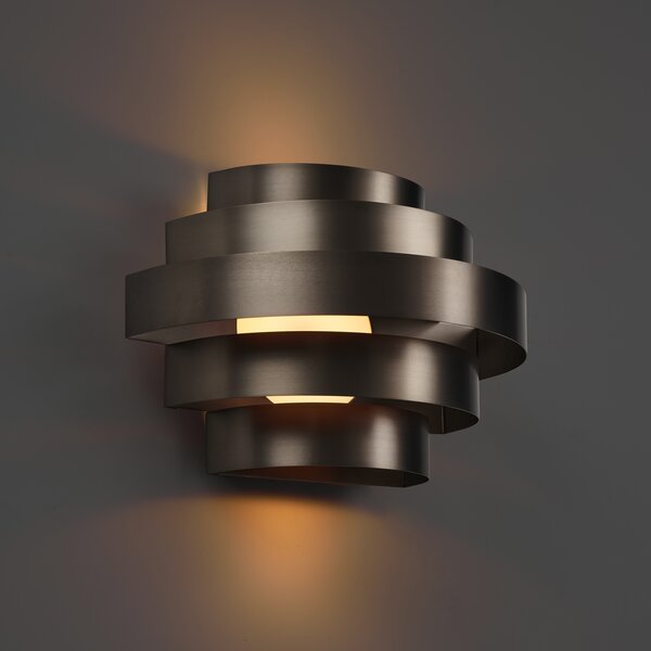 Moderní nástěnné svítidlo Gunmetal vč. LED s 3-stupňovým stmíváním - Lines
