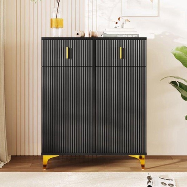 Komoda do dětského pokoje, bílá barva - 2 zásuvky a 2 dvířka - nastavitelné police - otevírání dotykem - elegantní design