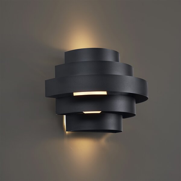 Moderní nástěnné svítidlo černé vč. LED s 3-stupňovým stmíváním - Lines