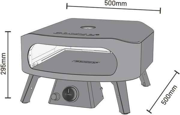 Gaspizzaoven – Pec na pizzu – Gril na pizzu – Venkovní pec s kamennou deskou z cordieritu a hořákem o výkonu 6,0 kW