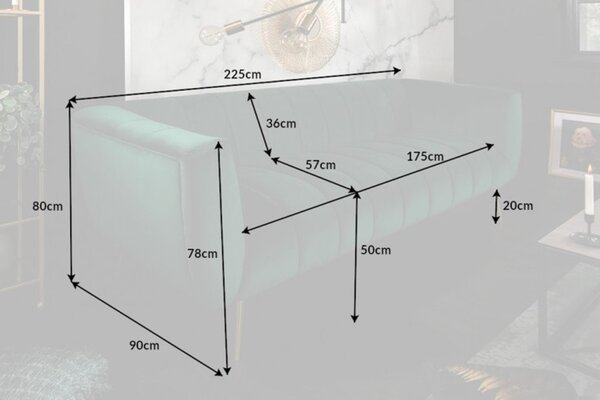 Designová sedačka Nikolai 225 cm smaragdová zelená
