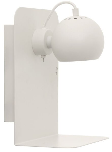 Bílá matná kovová nástěnná lampa Frandsen Ball USB