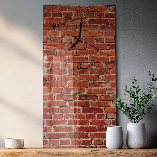 Skleněné hodiny vertikální Cihlová zeď zsppc-30x60-00174011