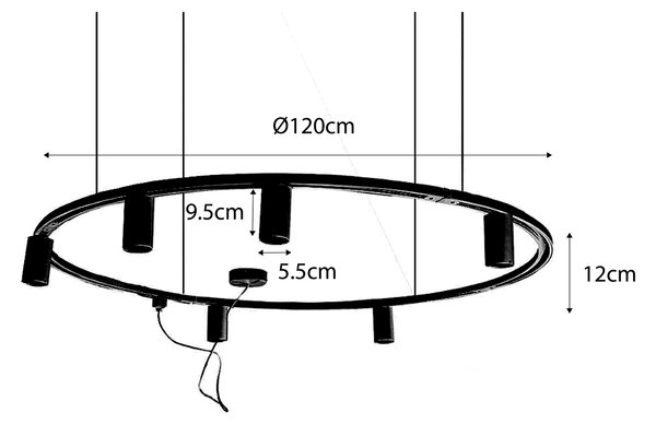 Moderní závěsný kolejnicový systém s 6 černými bodovými světly jednofázovými GU10 50 mm - Iconic Ruby Honey