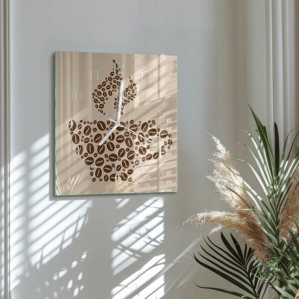 Skleněné hodiny Káva zskb-30x30-00086130