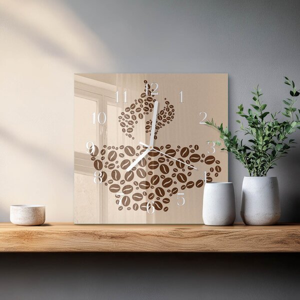 Skleněné hodiny Káva zskb-30x30-00086130