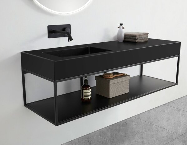 Nástěnné umyvadlo BA8012 - minerální odlitek - 121x45x12 cm - různé barvy - volitelný kovový rám