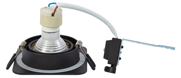 Sada 6 kulatých zapuštěných bodových svítidel černá GU10 50mm otočná a naklápěcí IP44 - Alberto