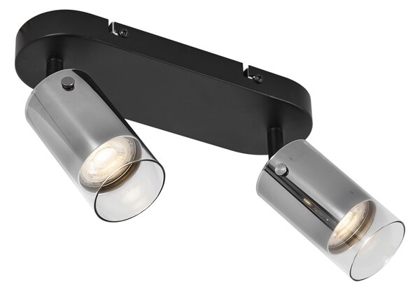 Moderní stropní bodové svítidlo Gunmetal 2-světla otočné a nastavitelné - Drain