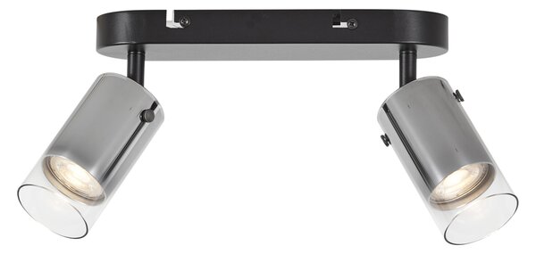 Moderní stropní bodové svítidlo Gunmetal 2-světla otočné a nastavitelné - Drain