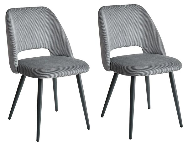 Sada jídelních židlí (2, 4 nebo 6 kusů) – sedák z ribového sametu, ergonomický design, černé kovové nohy