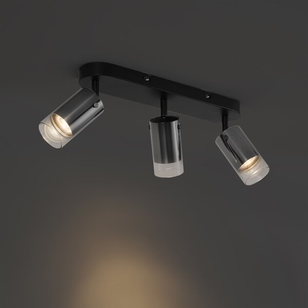 Moderní stropní bodové svítidlo Gunmetal 3-světla otočné a nastavitelné - Drain