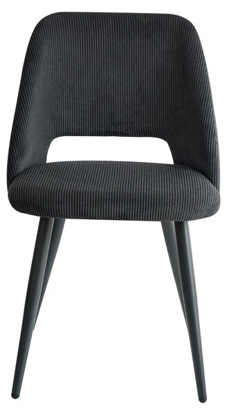 Sada jídelních židlí (2, 4 nebo 6 kusů) – sedák z ribového sametu, ergonomický design, černé kovové nohy