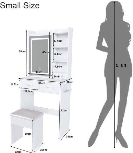 Zrcadlo do koupelny s LED osvětlením s regulací jasu – kompaktní rozměry 81x54 cm – vyrobené z MDF, vhodné na toaletní stolek