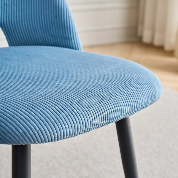 Sada jídelních židlí (2, 4 nebo 6 kusů) – sedák z ribového sametu, ergonomický design, černé kovové nohy