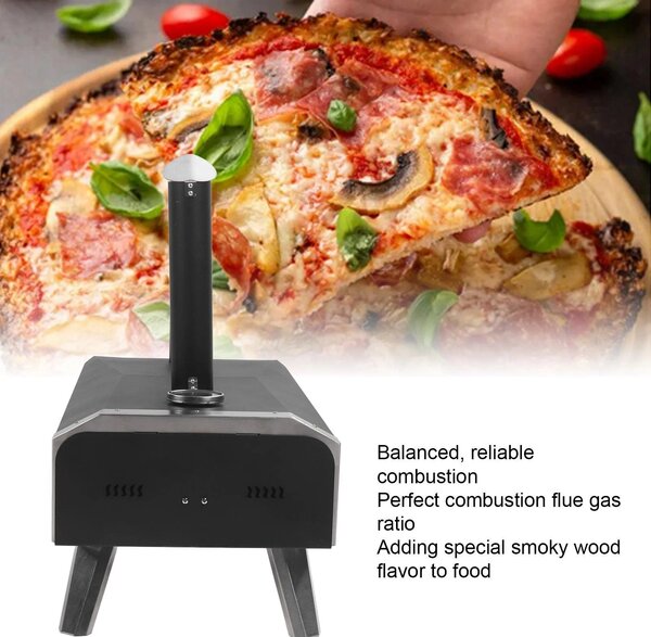 Přenosná pizza pec - pec na dřevo - venkovní pec - dřevěná pec - pec pro kempování - nerezová ocel - až 400 °C