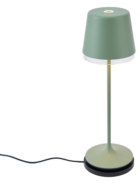 Stolní lampa zelená vč. LED IP65 dobíjecí s nabíjecí stanicí - Bass