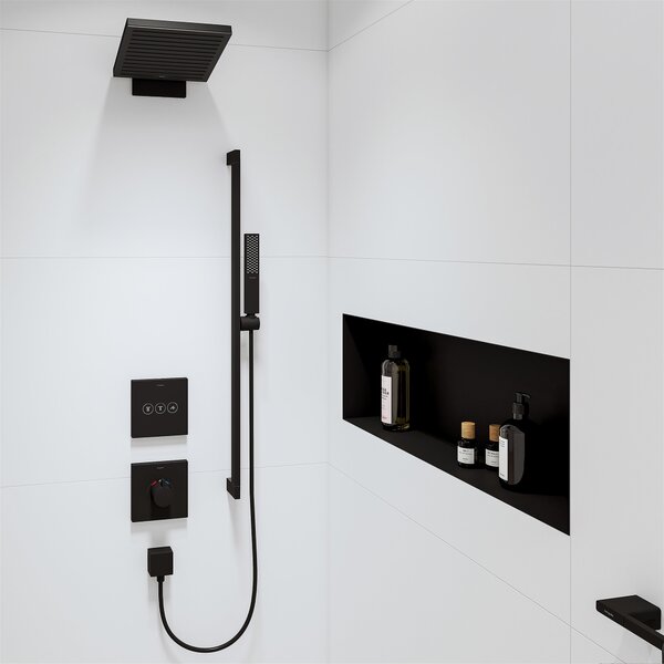 Hansgrohe Pulsify E hlavová sprchá s ramenem 26x26 cm čtvercový černá 24350670