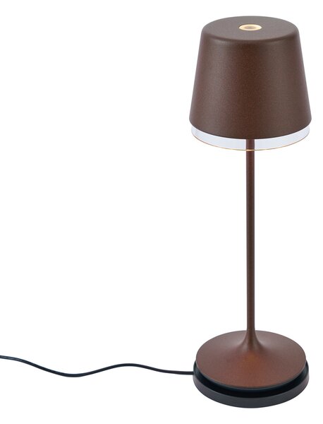 Stolní lampa rezavě hnědá vč. LED IP65 dobíjecí s nabíjecí stanicí - Bass