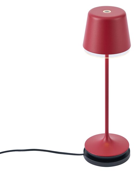 Stolní lampa červená vč. LED IP65 dobíjecí s nabíjecí stanicí - Treble