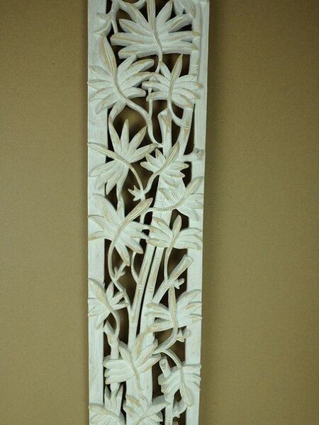 Závěsná dekorace BAMBOO bílá, 100x20 cm, exotické dřevo, ruční práce