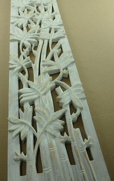 Závěsná dekorace BAMBOO bílá, 100x20 cm, exotické dřevo, ruční práce